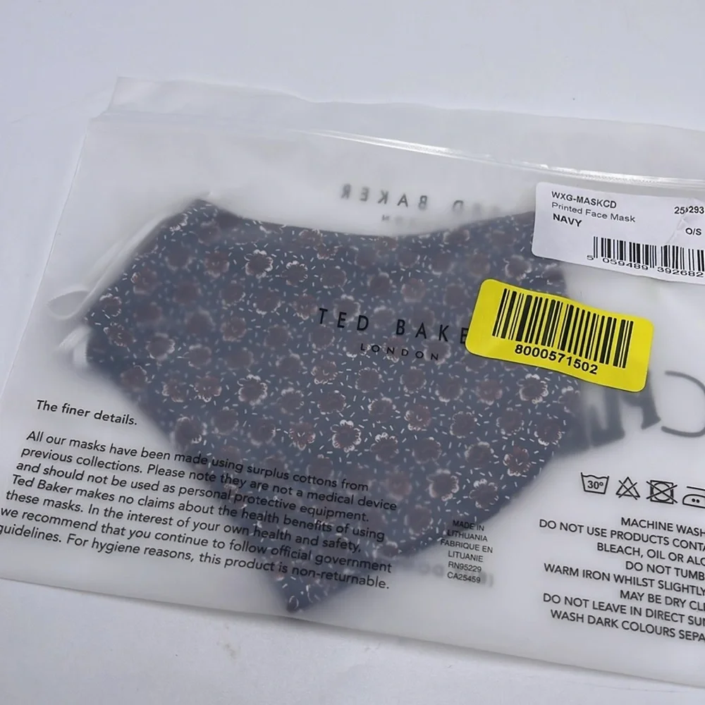 TED BAKER LONDON Reversible Reusable FACE MASK  NWT  OS
